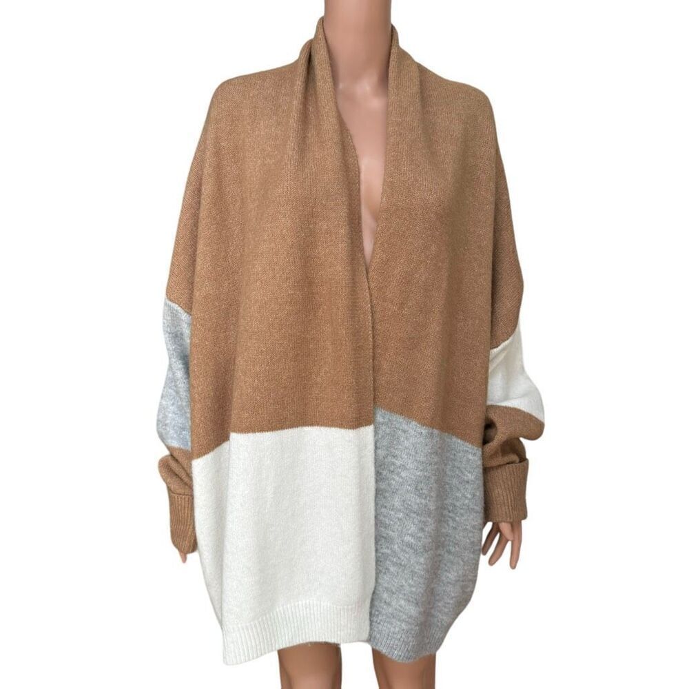 Fab’rik color block open front soft cardigan oversized size M